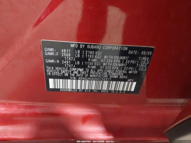 Продаж на аукціоні авто 2025 Subaru Crosstrek Wilderness, vin: 4S4GUHU64S3750577, номер лоту: 44847861