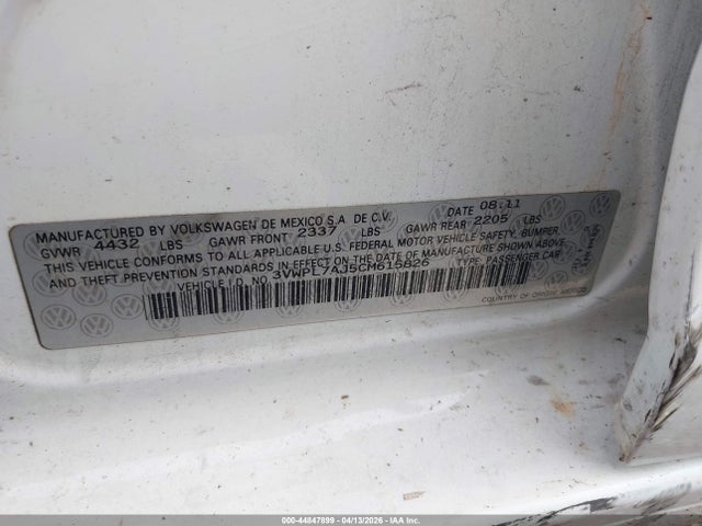 Aukcja sprzedaży 2012 Volkswagen Jetta Sportwagen 2.0l Tdi, vin: 3VWPL7AJ5CM615826, numer aukcji: 44847899