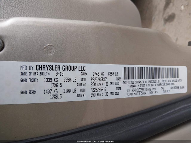 Продажа на аукционе авто 2014 Chrysler Town & Country Touring, vin: 2C4RC1BG9ER160406, номер лота: 44847947