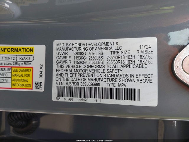 5J6RS6H85SL026698 Honda Cr-v Hybrid Sport-l