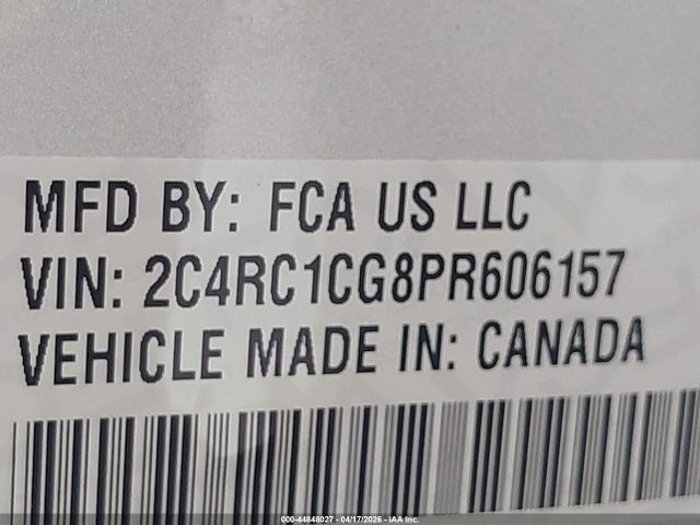 44848027 :رقم المزاد ، 2C4RC1CG8PR606157 vin ، 2023 Chrysler Voyager Lx مزاد بيع
