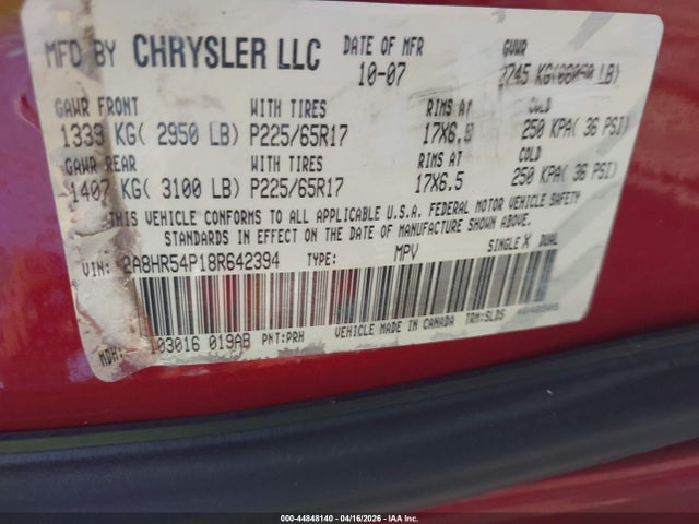 Aukcja sprzedaży 2008 Chrysler Town & Country Touring, vin: 2A8HR54P18R642394, numer aukcji: 44848140