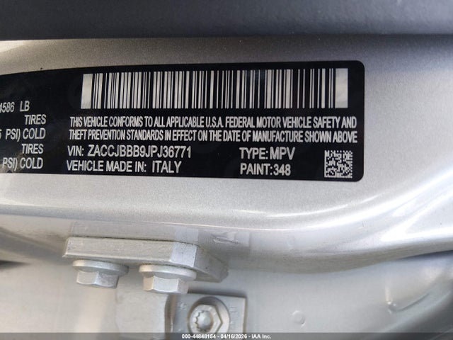 2018 Jeep Renegade Latitude 4x4 მანქანა იყიდება აუქციონზე, vin: ZACCJBBB9JPJ36771, აუქციონის ნომერი: 44848154
