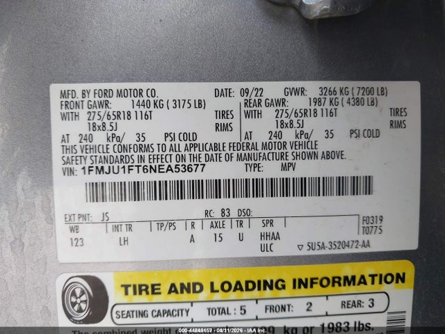 1FMJU1FT6NEA53677 Ford Expedition Xl