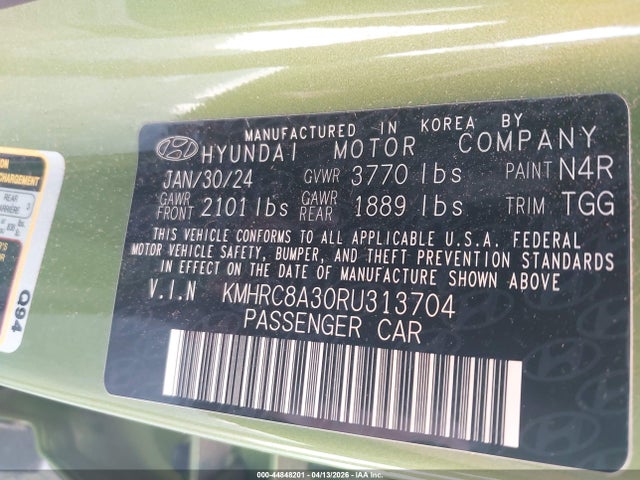 44848201 :رقم المزاد ، KMHRC8A30RU313704 vin ، 2024 Hyundai Venue Sel مزاد بيع