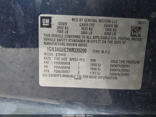 1GNSKGEC7HR335298 Chevrolet Suburban Ls