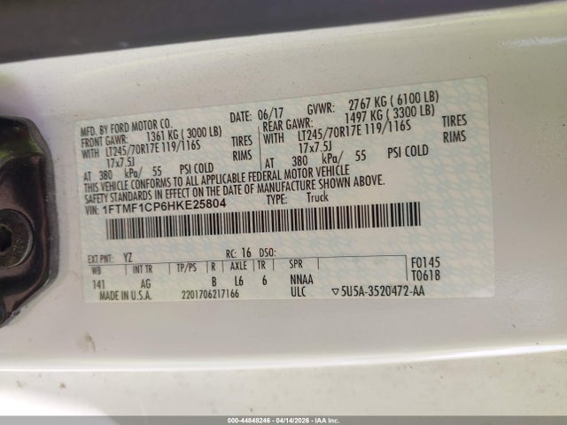 2017 FORD F-150 1FTMF1CP6HKE25804 Photo 8