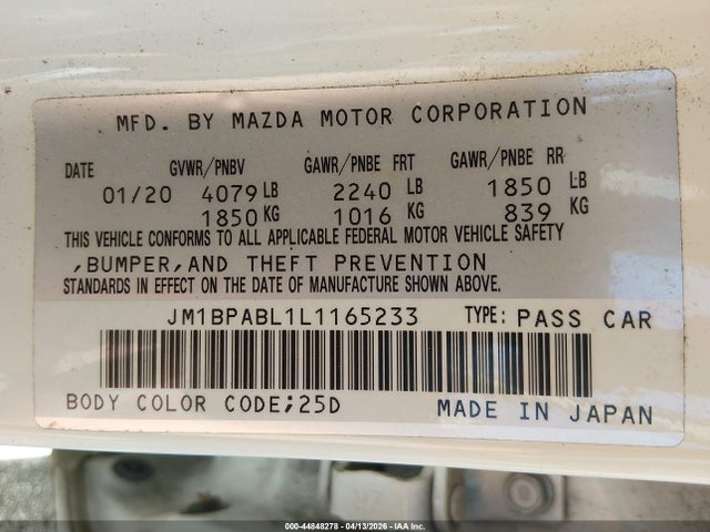 Mazda MAZDA3 2020 JM1BPABL1L1165233 Image 9