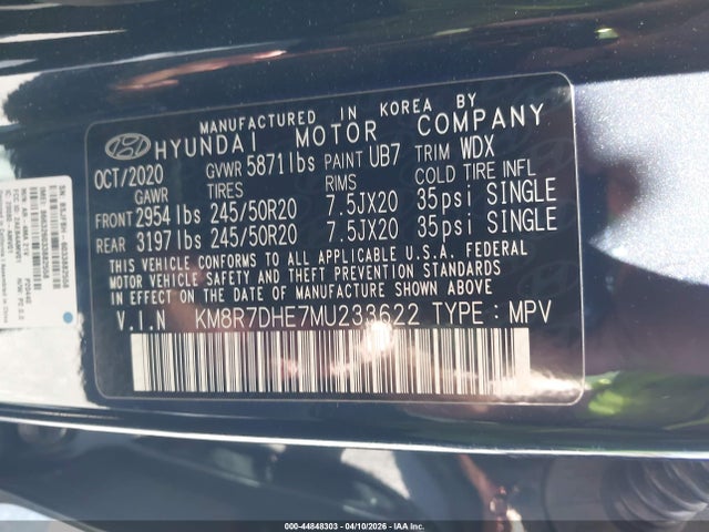 KM8R7DHE7MU233622 Hyundai Palisade Calligraphy