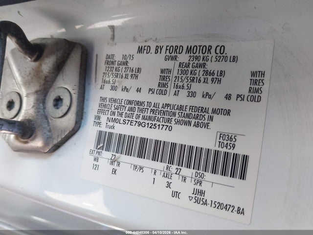 Auction sale of the 2016 Ford Transit Connect Xl, vin: NM0LS7E79G1251770, lot number: 44848306