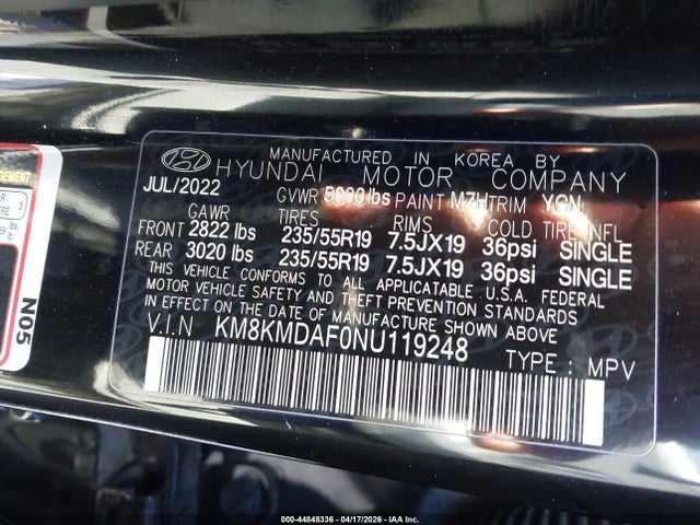 Aukcja sprzedaży 2022 Hyundai Ioniq 5 Se, vin: KM8KMDAF0NU119248, numer aukcji: 44848336