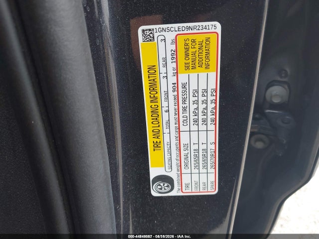 1GNSCLED9NR234175 Chevrolet Tahoe 2wd Commercial Fleet