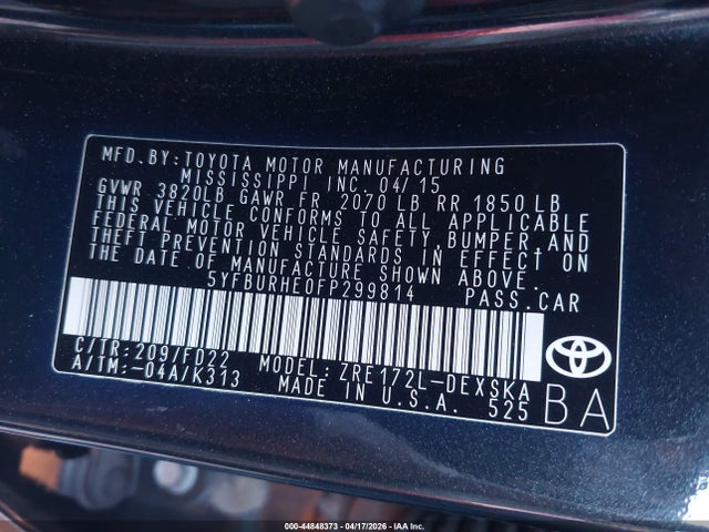 Toyota Corolla S Plus 2015 5YFBURHE0FP299814 Image 9