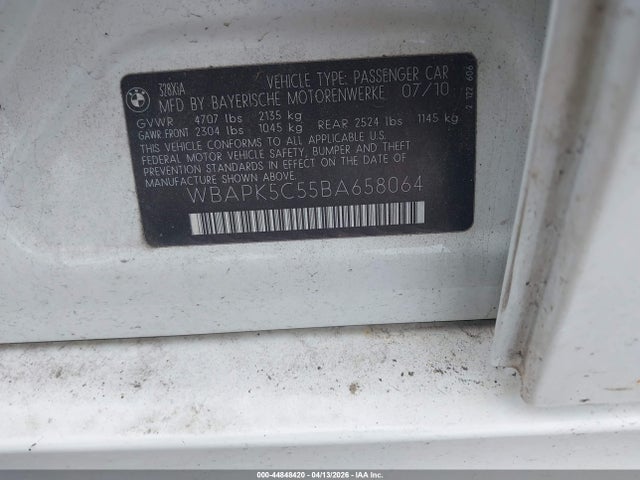 44848420 :رقم المزاد ، WBAPK5C55BA658064 vin ، 2011 Bmw 328i Xdrive مزاد بيع