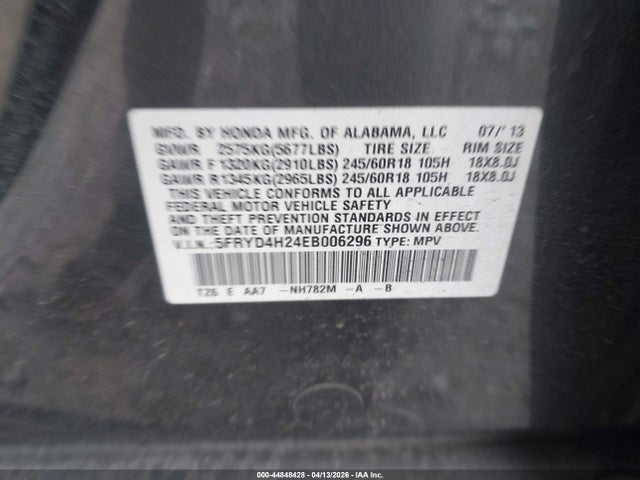 Продаж на аукціоні авто 2014 Acura Mdx, vin: 5FRYD4H24EB006296, номер лоту: 44848428