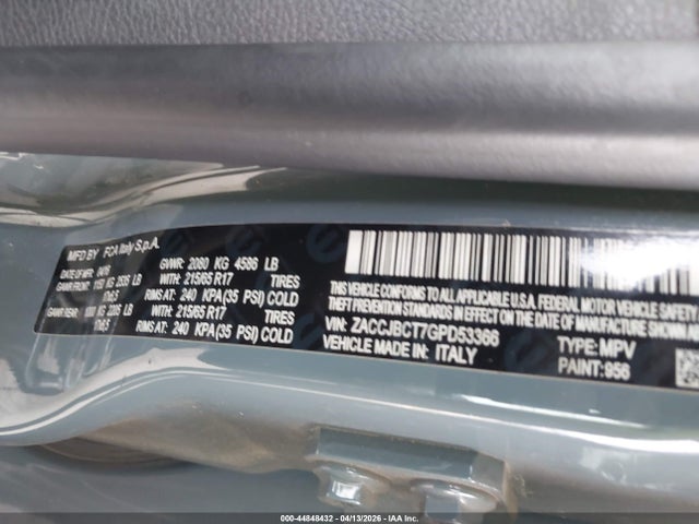 Продаж на аукціоні авто 2016 Jeep Renegade Trailhawk, vin: ZACCJBCT7GPD53366, номер лоту: 44848432