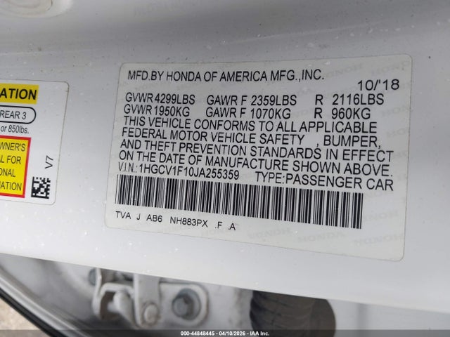 1HGCV1F10JA255359 Honda ACCORD LX