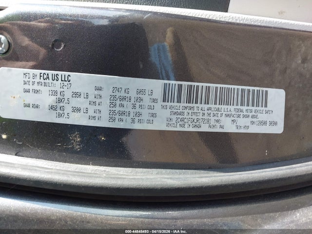 2018 Chrysler Pacifica Touring Plus მანქანა იყიდება აუქციონზე, vin: 2C4RC1FGXJR172181, აუქციონის ნომერი: 44848493