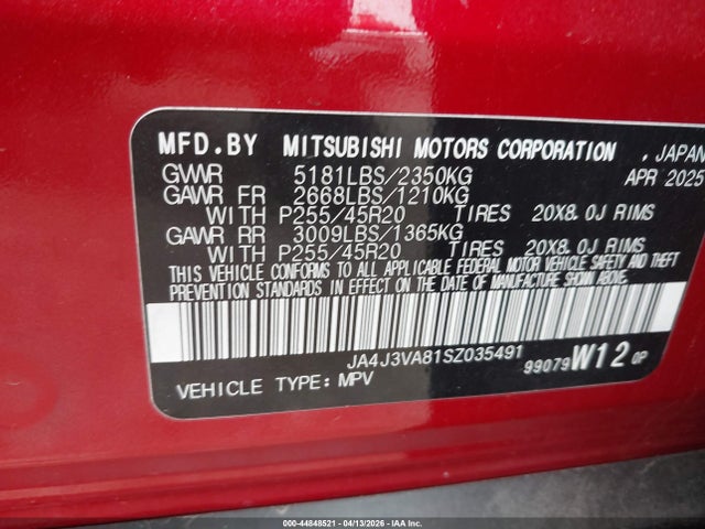 2025 MITSUBISHI OUTLANDER JA4J3VA81SZ035491 Photo 8