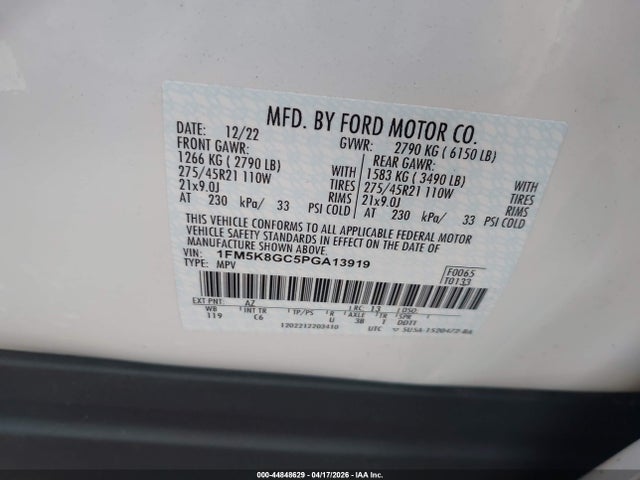 Aukcja sprzedaży 2023 Ford Explorer St, vin: 1FM5K8GC5PGA13919, numer aukcji: 44848629