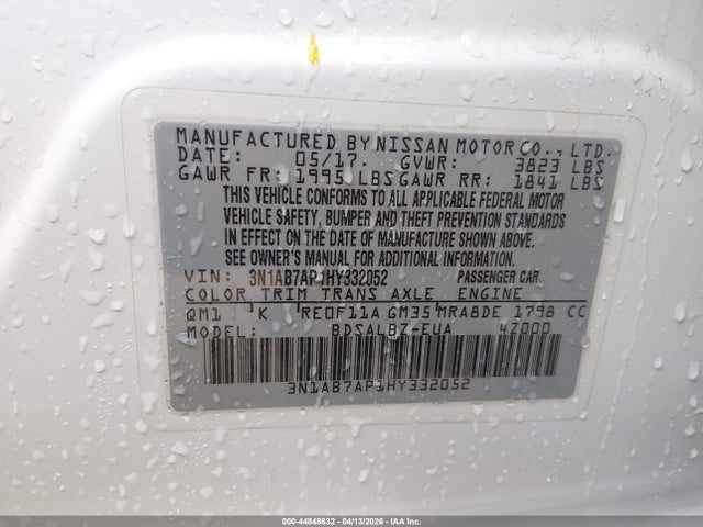 Aukcja sprzedaży 2017 Nissan Sentra S, vin: 3N1AB7AP1HY332052, numer aukcji: 44848632