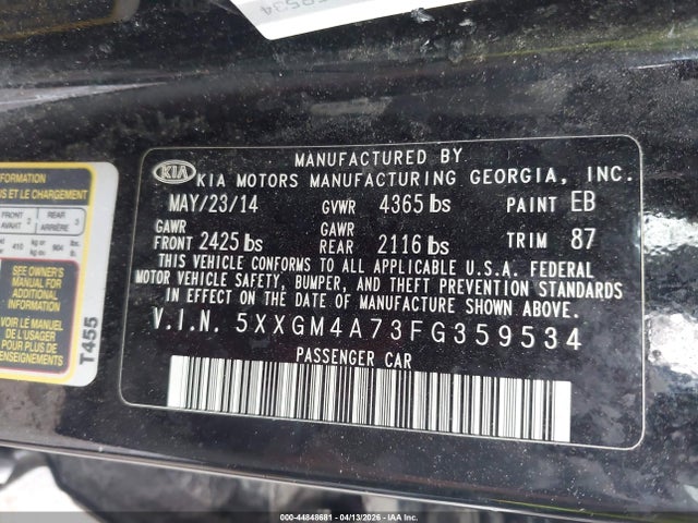 5XXGM4A73FG359534 KIA Optima Lx