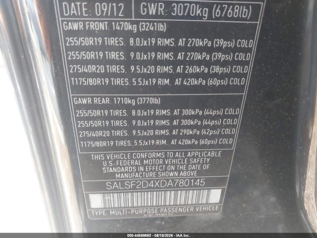 2013 LAND ROVER RANGE ROVER SPORT SALSF2D4XDA780145 Photo 8