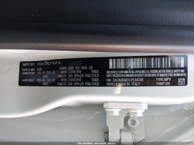 Aukcja sprzedaży 2020 Jeep Renegade Sport 4x4, vin: ZACNJBAB1LPL64745, numer aukcji: 44848698