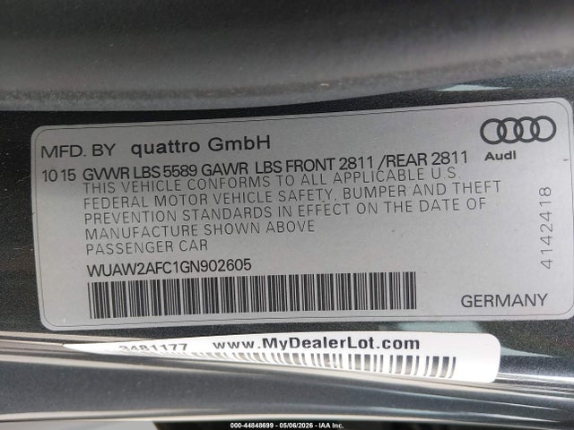 Продаж на аукціоні авто 2016 Audi Rs 7 4.0t Prestige, vin: WUAW2AFC1GN902605, номер лоту: 44848699