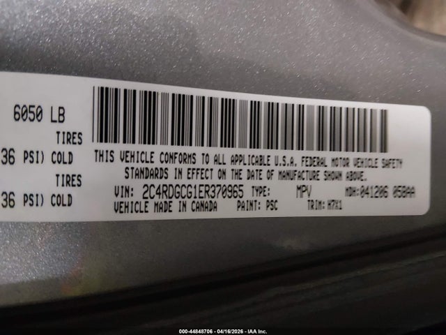 Продажа на аукционе авто 2014 Dodge Grand Caravan Sxt, vin: 2C4RDGCG1ER370965, номер лота: 44848706
