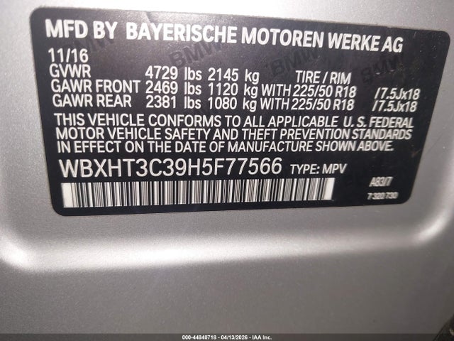 Aukcja sprzedaży 2017 Bmw X1 Xdrive28i, vin: WBXHT3C39H5F77566, numer aukcji: 44848718