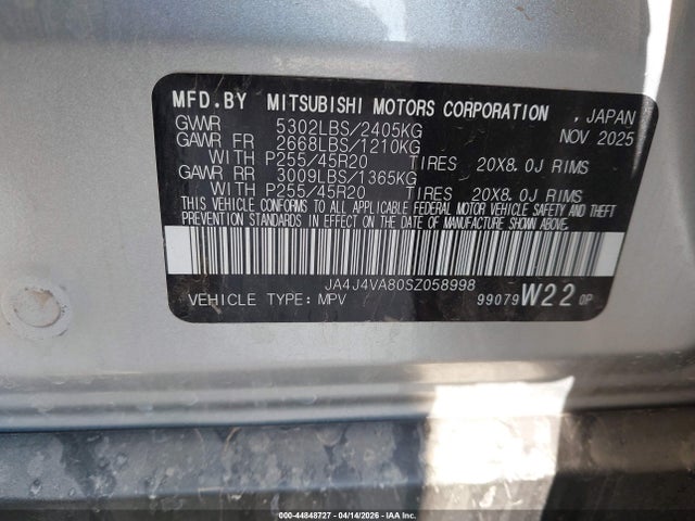 Продаж на аукціоні авто 2025 Mitsubishi Outlander Se 2.5 S-awc/trail Edition S-awc, vin: JA4J4VA80SZ058998, номер лоту: 44848727