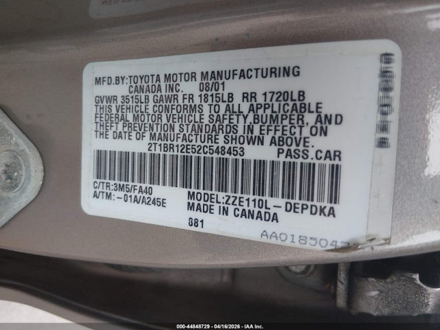2002 TOYOTA COROLLA 2T1BR12E52C548453 Photo 8