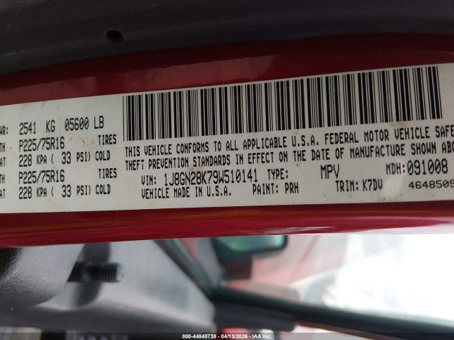 2009 Jeep Liberty Sport მანქანა იყიდება აუქციონზე, vin: 1J8GN28K79W510141, აუქციონის ნომერი: 44848738