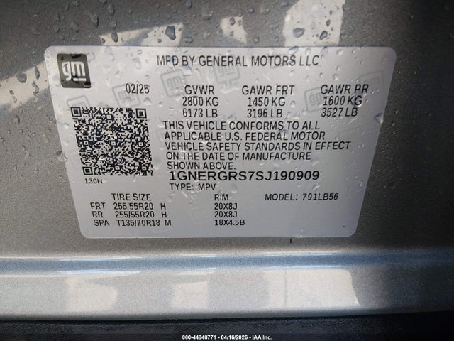 2025 Chevrolet Traverse Fwd Lt მანქანა იყიდება აუქციონზე, vin: 1GNERGRS7SJ190909, აუქციონის ნომერი: 44848771