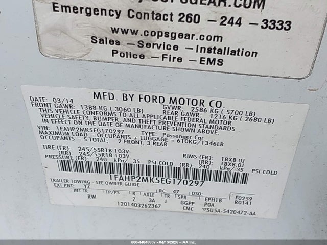 Ford Police Interceptor 2014 1FAHP2MK5EG170297 Image 9