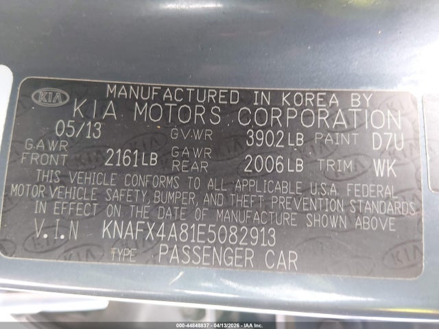 2014 Kia Forte Ex მანქანა იყიდება აუქციონზე, vin: KNAFX4A81E5082913, აუქციონის ნომერი: 44848837