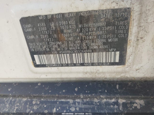 44848868 :رقم المزاد ، 4S4BRBGC9D3264909 vin ، 2013 Subaru Outback 2.5i Premium مزاد بيع