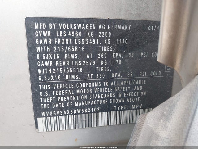 2013 VOLKSWAGEN TIGUAN WVGBV3AX3DW582102 Photo 8