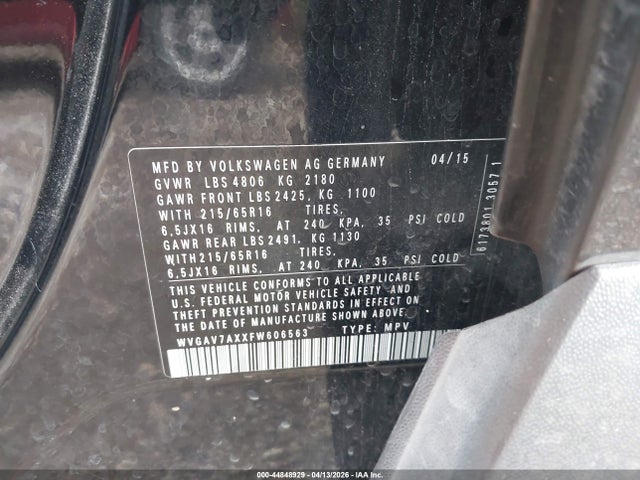 2015 VOLKSWAGEN TIGUAN WVGAV7AXXFW606563 Photo 8