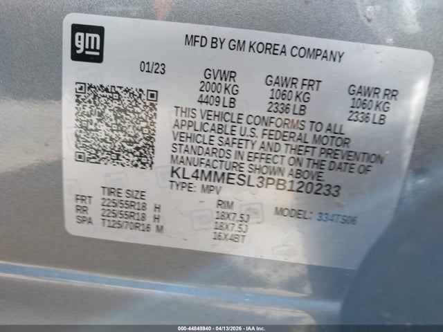 44848940 :رقم المزاد ، KL4MMESL3PB120233 vin ، 2023 Buick Encore Gx Select Awd مزاد بيع