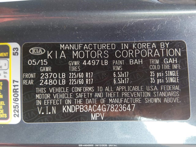 44848955 :رقم المزاد ، KNDPB3AC4G7823647 vin ، 2016 Kia Sportage Lx مزاد بيع