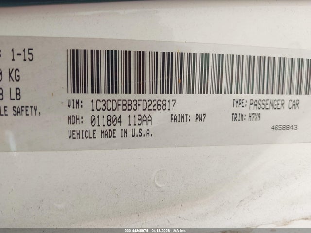 1C3CDFBB3FD226817 Dodge DART SXT