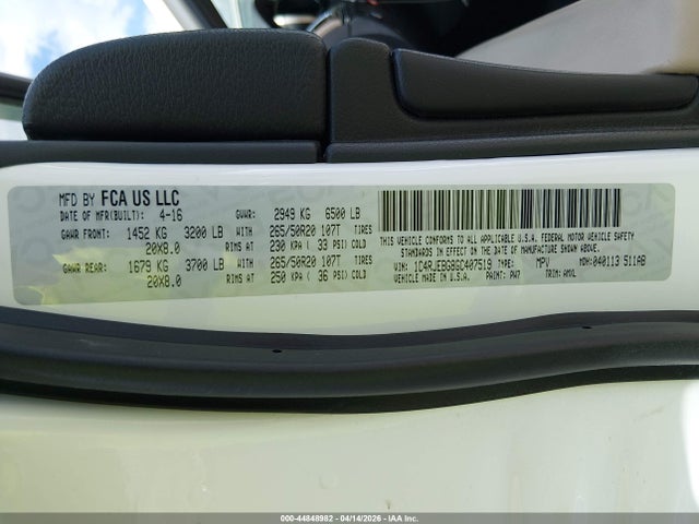 2016 JEEP GRAND CHEROKEE 1C4RJEBG8GC407519 Photo 8