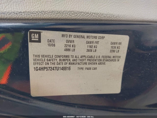 Продаж на аукціоні авто 2007 Buick Lucerne Cx, vin: 1G4HP57247U148816, номер лоту: 44848987