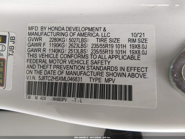 Продаж на аукціоні авто 2021 Acura Rdx Technology Package, vin: 5J8TC2H5XML046831, номер лоту: 44849012