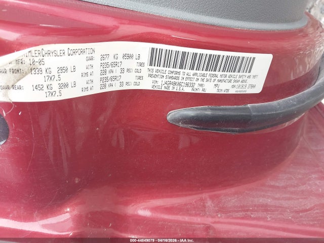 44849079 :رقم المزاد ، 1J4GR48K06C196332 vin ، 2006 Jeep Grand Cherokee Laredo مزاد بيع
