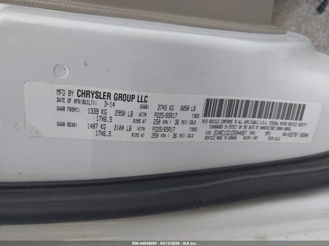Продажа на аукционе авто 2014 Chrysler Town & Country Touring-l, vin: 2C4RC1CG1ER344057, номер лота: 44849080