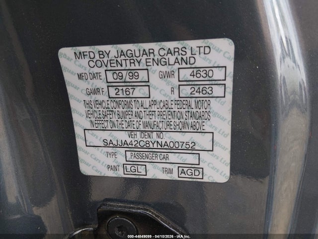 2000 JAGUAR XK8 SAJJA42C8YNA00752 Photo 8