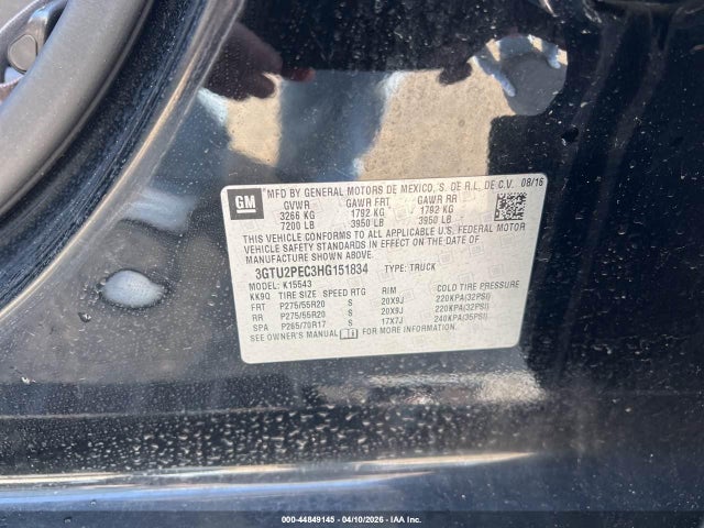 44849145 :رقم المزاد ، 3GTU2PEC3HG151834 vin ، 2017 Gmc Sierra 1500 Denali مزاد بيع